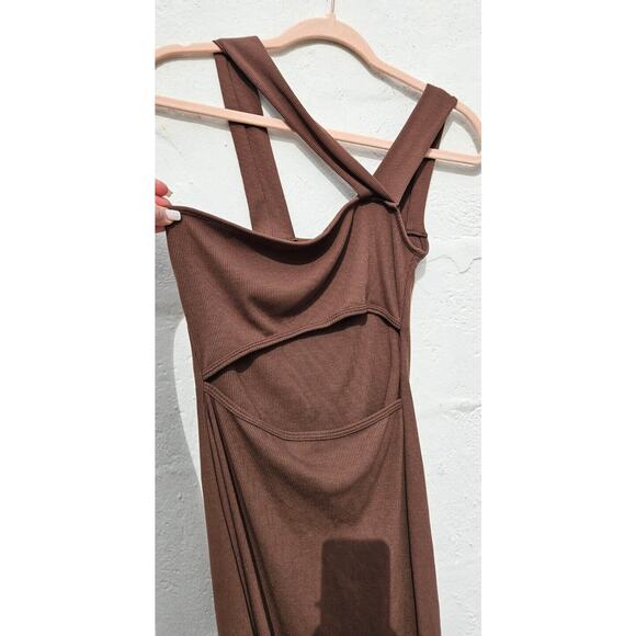 Sarengsami Revolve Womens Dress Small Med Brown Mojo Rib Knit Cut Out Walnut - Picture 8 of 14